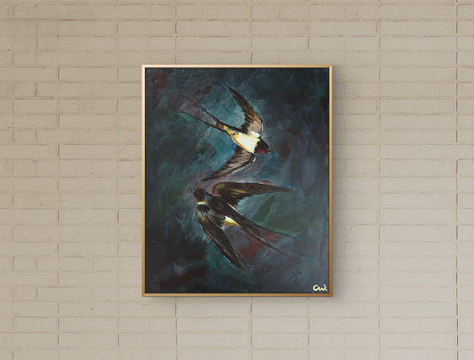 Two of Swallows | Original Acrylic