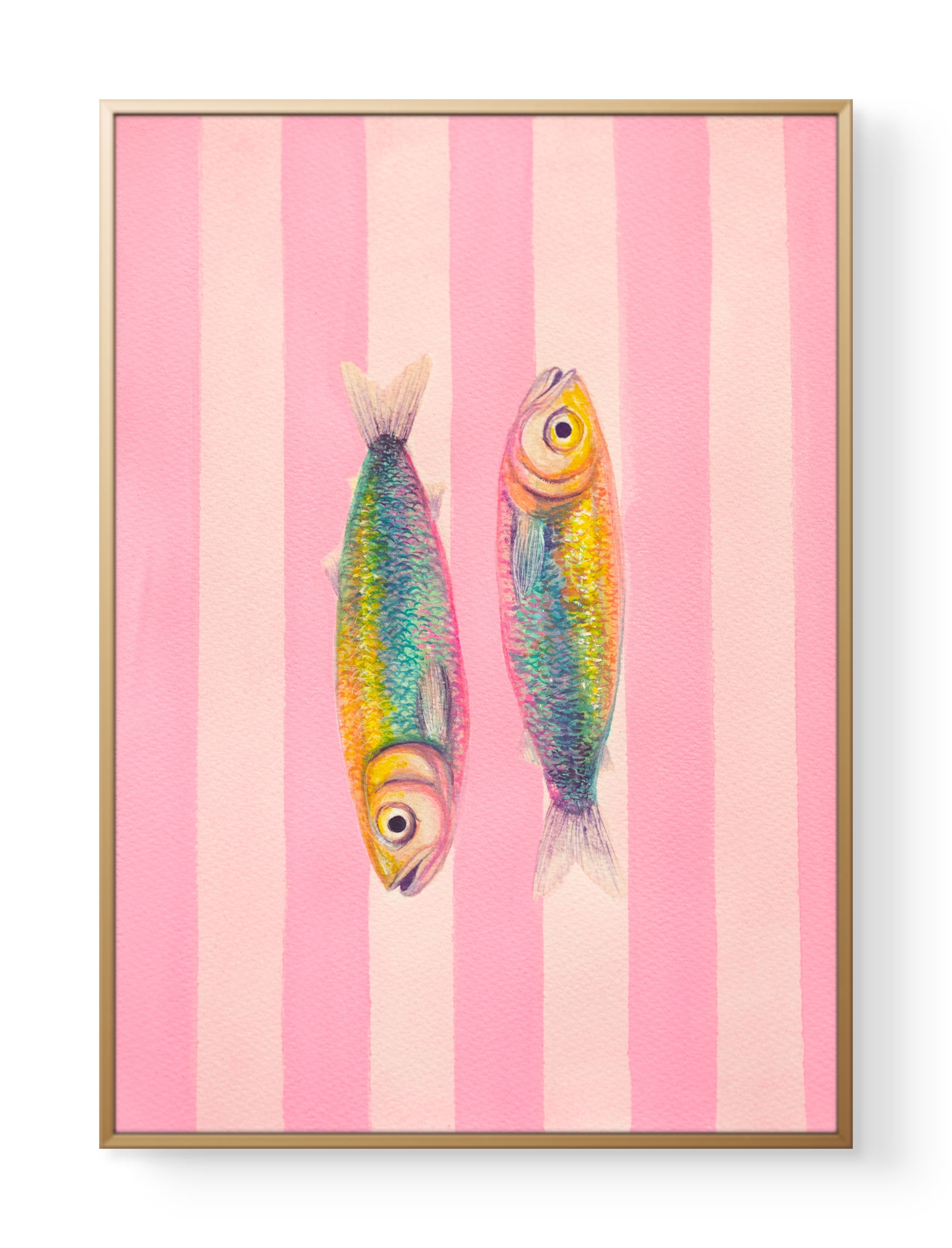 Small Fish Energy | Original Mixed Media - Watercolor & Gouache - 8x12