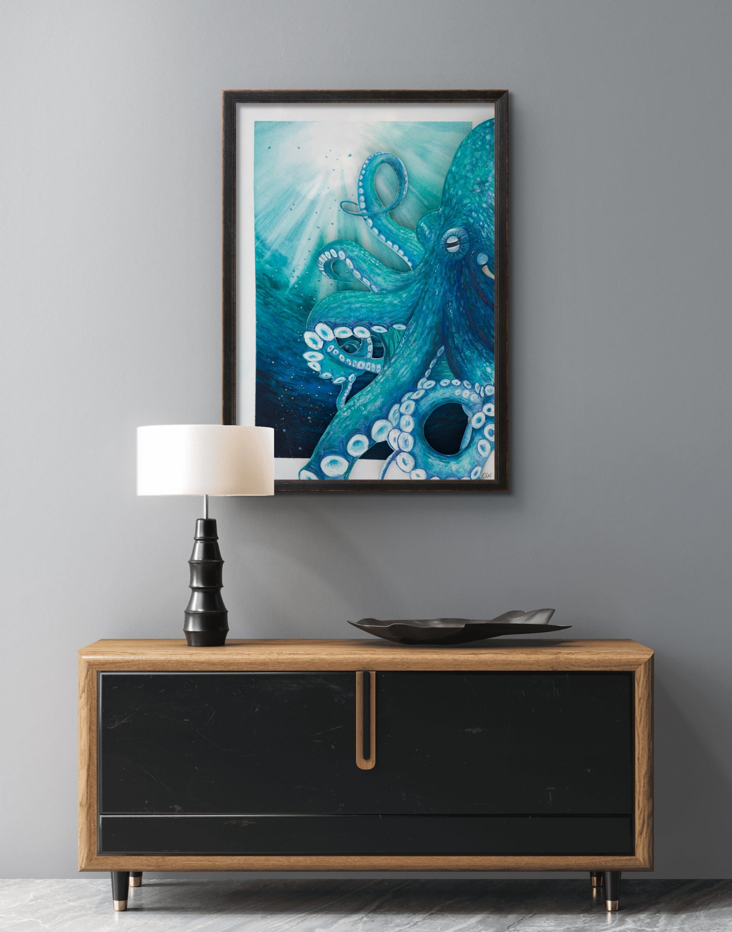 Octopus Blue | Original Mixed Media -15x10.5