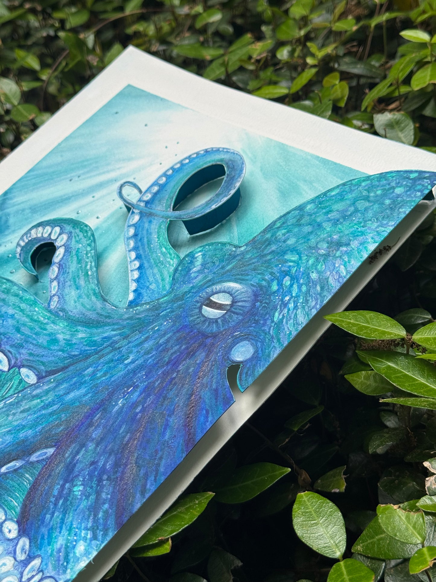 Octopus Blue | Original Mixed Media -15x10.5