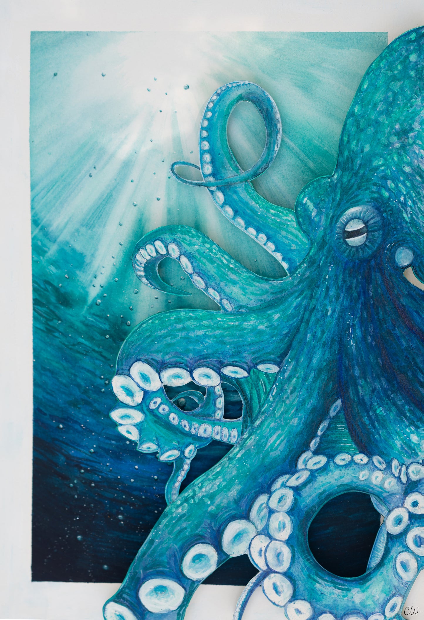 Octopus Blue | Original Mixed Media -15x10.5