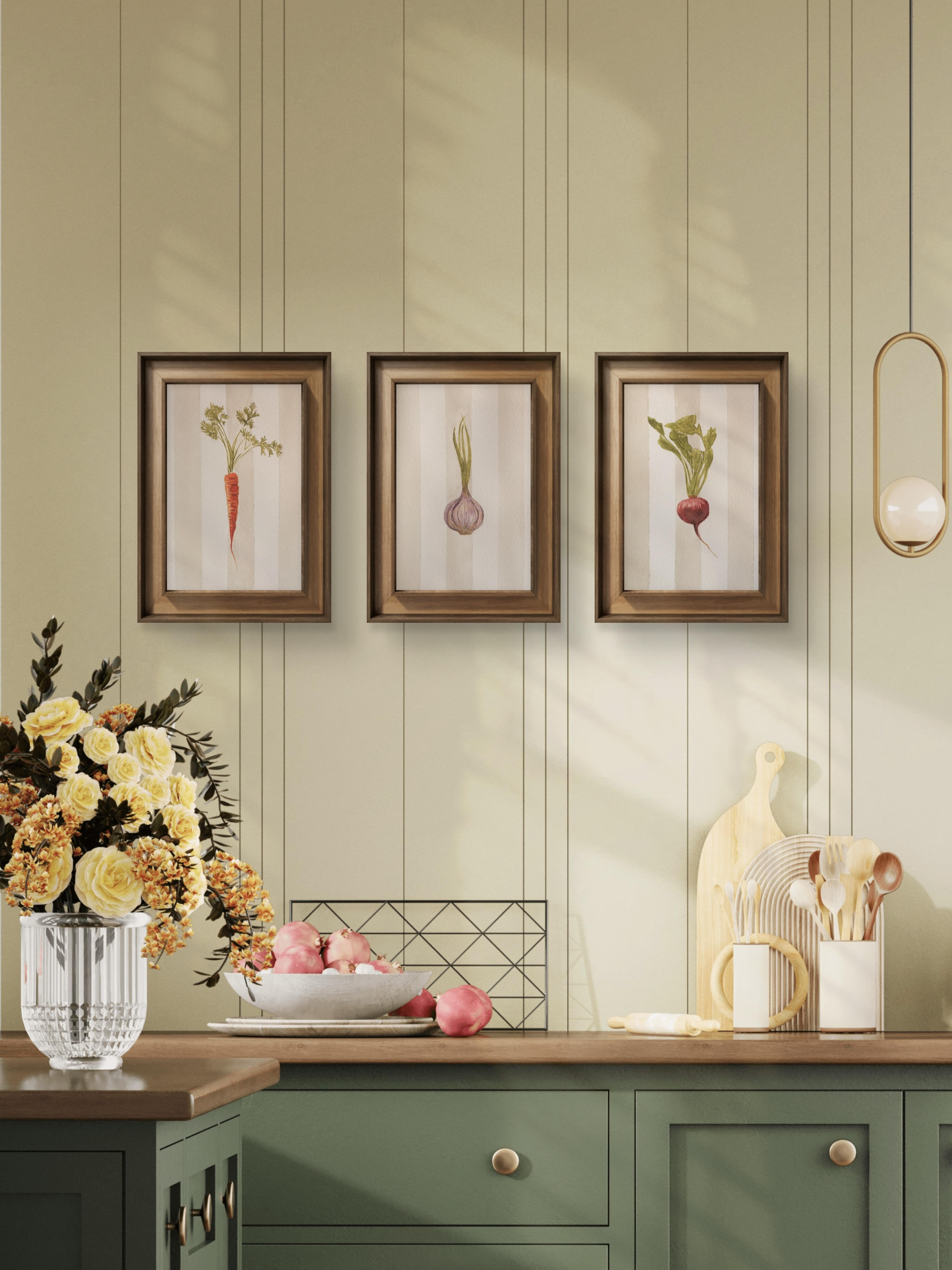Giclée Fine Art Prints - Set of 3 | Rustic Carrot, Radish, Garlic